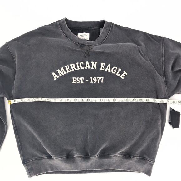 American Eagle Funday Gray/Grey Distressed Crewneck Graphic Sweatshirt - Size M - Picture 9 of 13